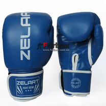 Боксерские перчатки Zelart на основе PU кожи (BO-3987, синие)