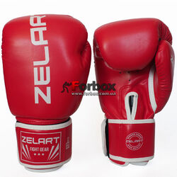 Боксерські рукавиці Zelart  на основі PU шкіри (BO-3987, червоні)
