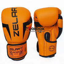 Боксерские перчатки Zelart Elite на основе PU кожи (BO-5698-OR, оранжевые)