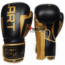Перчатки боксерские Zelart  Elite 2.0 натуральная кожа (VL-8291-BK, черно-золотой)