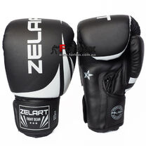 Боксерские перчатки Zelart Challenger 2.0 на липучке из PU кожи (BO-8352-BKW, черно-белый)