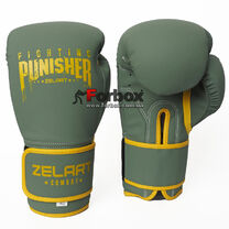 Боксерские перчатки Punisher PU Zelart на липучке (BO-7553-G, оливковый)