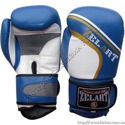 Перчатки для бокса Zelart кожа (ZB-6103, синие)