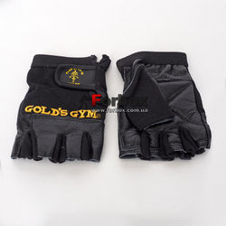 УЦІНКА Рукавиці тренажерні Golds Gym для залу із шкіри (BC-3609, чорні)