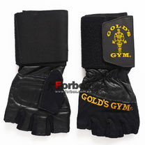 Перчатки тренажерные с фиксатором запястья Golds Gym из кожи (BC-3603, черные)
