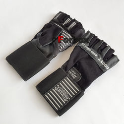 Перчатки для тренажерного зала Zelart из натуральной кожи (ZB-8117, черный)