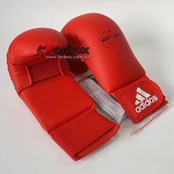 Рукавиці для карате Adidas з ліцензією WKF без великого пальця (661.11, червоні)