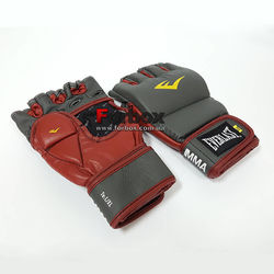 Рукавиці для ММА змішанних видів єдиноборств Everlast Leather Grappling gloves (7672RG, сіро-червоні)