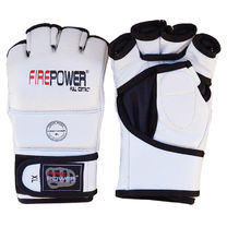 Перчатки ММА Firepower FPMG1 из кожи (FPMG1-W, белые)