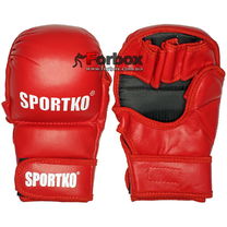 Рукопашные перчатки Sportko из натуральной кожи (ПК7, красные)