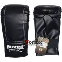 Снарядные перчатки Boxer Элит из кожзаменителя (2016-01Ч, черные)