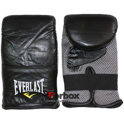 Снарядные перчатки (блинчики) Everlast натуральная кожа (MA-3645, черные)