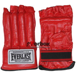 Шингарты Everlast снарядные перчатки с обрезанными пальцами кожа (VL-01044, красные)