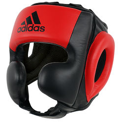 Шлем тренировочный кожаный Sparring HeadGuard Adidas (adibhg052, черно-красный)