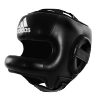 Шлем боксерский Adidas Full Protection с бампером из нат. кожи (ADIBHGF01, черный)