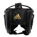 Шолом боксерський Adidas Speed ​​Headguard без підборіддя PU шкіра (ADISBHG042, чорно-золотий)