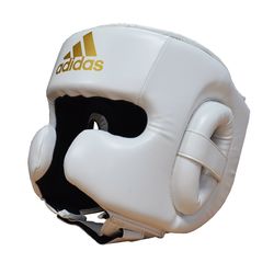 Шлем боксерский Adidas Speed Headguard без подбородка PU кожа (ADISBHG042W, белый)