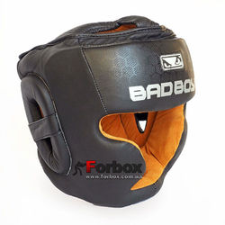 Шолом боксерський BAD BOY з повним захистом зі шкіри (VL-6621, чорний)