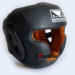Шолом боксерський BAD BOY з повним захистом зі шкіри Black Edition (VL-6622, чорний)