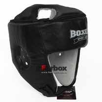 Шлем боксерский турнирный из натуральной кожи Boxer с усиленной макушкой (2032Ч, черный)