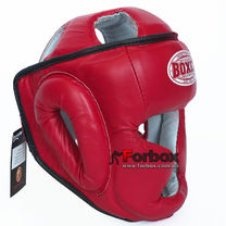 Шлем BOXER тренировочный с полной защитой из нат. кожи (2033-01К, красный)