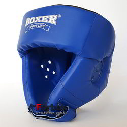 Шлем боксерский турнирный Boxer на шнурках серии Элит (2034-01С, синий)