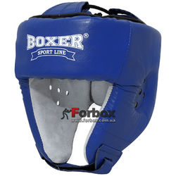 Шлем боксерский Boxer Элит с печатью ФБУ кожа (2031-01С, синий)