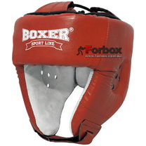 Шлем боксерский Boxer Элит с печатью ФБУ кожа (2031-01К, красный)