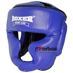 Шолом тренувальний Boxer Full Face зі шкірозамінника (2036-01С, синій)