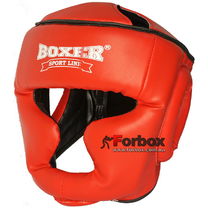 Шлем тренировочный Boxer Full Face из кожзама (2036-01К, красный)