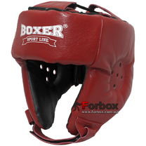 Шлем боксерский Boxer кожа (2027-01К, красный)