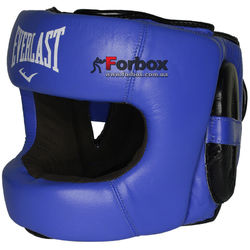 Шлем боксерский с бампером Everlast кожаный (BO-5240, синий)