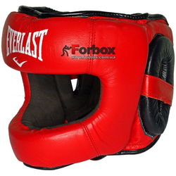 Шолом боксерський з бампером Everlast шкіряний (BO-5240, червоний)