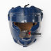 Шлем тренировочный с пластиковой маской Everlast PU кожа (MA-0719-BL, синий)
