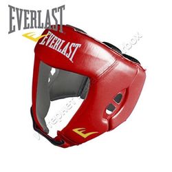 Шлем боксерский Everlast с аккредитацией AIBA кожа (EAIBA, красный)