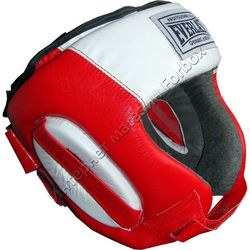 Шолом боксерський Everlast натуральна шкіра (SBENL, червоно-білий)