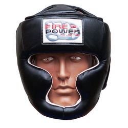 Шолом боксерський для тренувань FirePower шкіра (FPHG3, чорний)