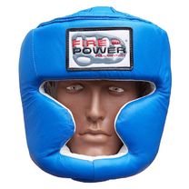 Шлем боксерский для тренировок FirePower кожа (FPHG3, синий)