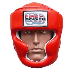 Шлем боксерский для тренировок FirePower FPHG3 кожа красный