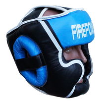 Шолом тренувальний із захистом підборіддя из кожи Fire Power (FPHG5-BL, Синий)