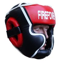 Шолом тренувальний із захистом підборіддя из кожи Fire Power (FPHG5-R, Червоний)