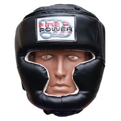 Шолом боксерський для тренувань FirePower шкірзам (FPHGA3, чорний)
