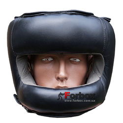 Шлем боксерский с бампером из кожи Fire Power (FPHG6, Черный)