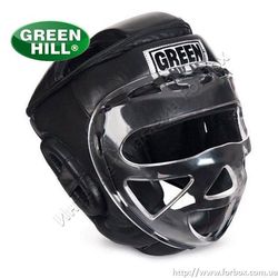 Шлем тренировочный Green Hill Safe с забралом из кожи (HGS-4023, черный)