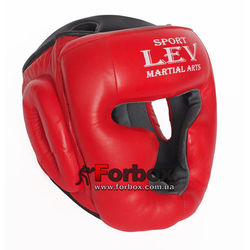 УЦЕНКА Шлем тренировочный закрытый Lev sport кожа (1305-rd, красный)