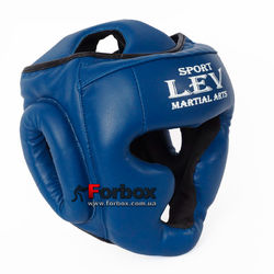 Шлем тренировочный закрытый Lev sport кожзам (1306-bl, синий)
