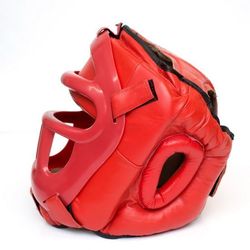 Шлем с пластиковым забралом Reyguard кожа красный