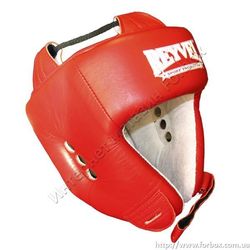 Шлем боксерский с печатью ФБУ REYVEL вид 1 кожа (0104-rd, красный)