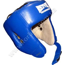Шлем боксерский с печатью ФБУ REYVEL вид 1 кожа (0104-bl, синий)