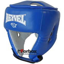 Шолом боксерський з печаткою ФБУ REYVEL вид 2 шкіра (0116-bl, синій)
